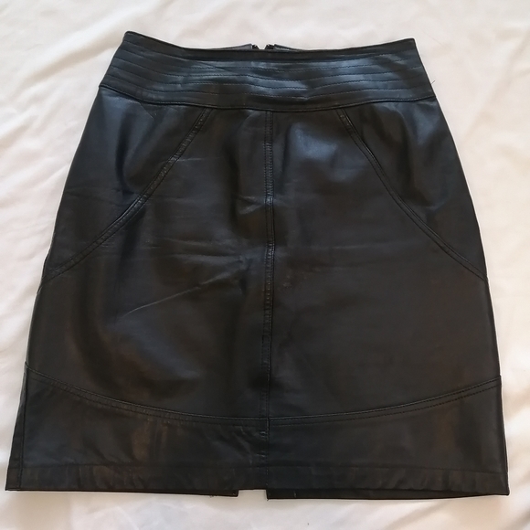 Vintage Bagatelle 100% Leather Mini Pencil Skirt Size 10 - Picture 3 of 15